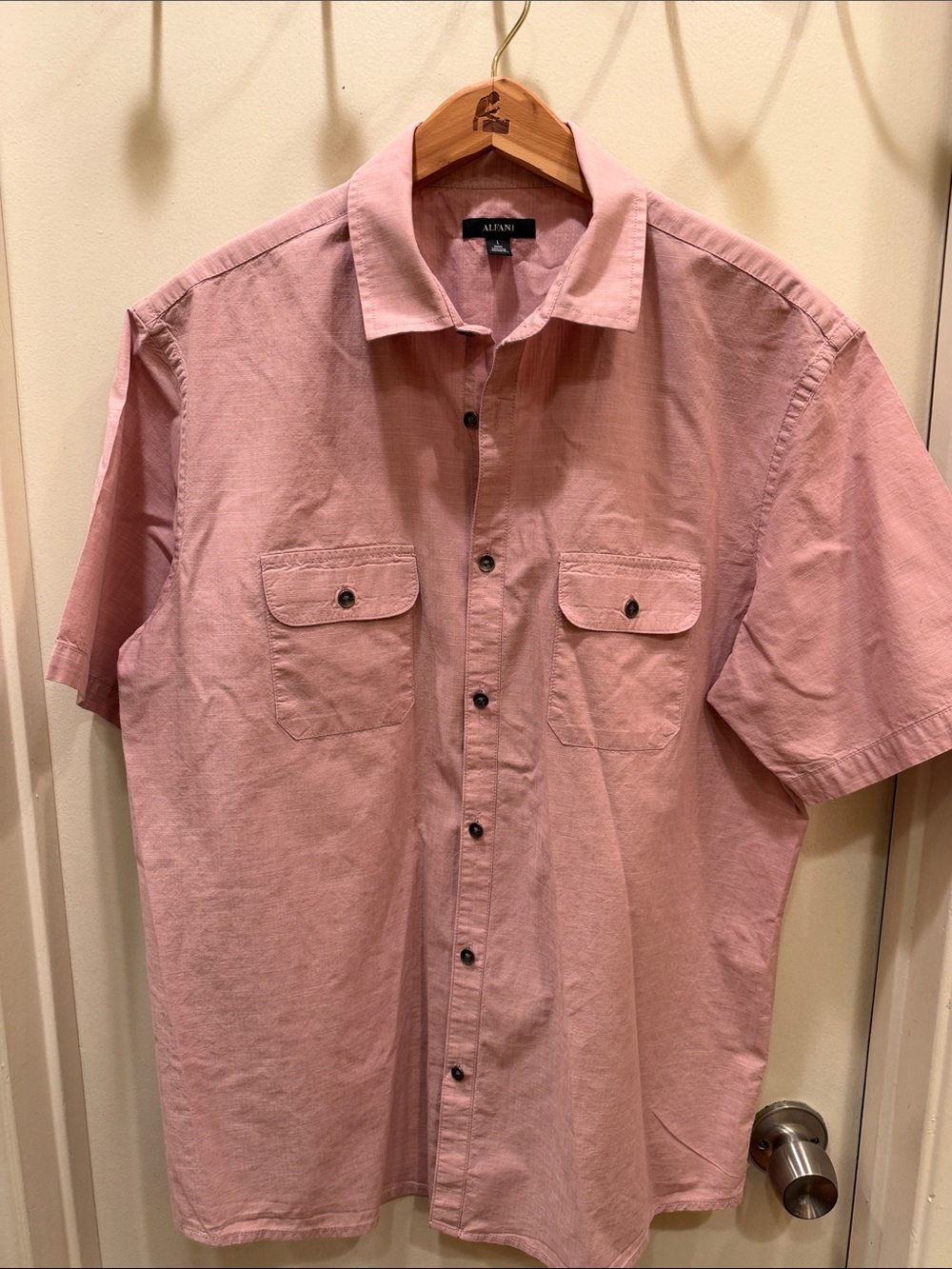 Alfani Men's Short-Sleeve Button-Front Shirt - Dusty Rose